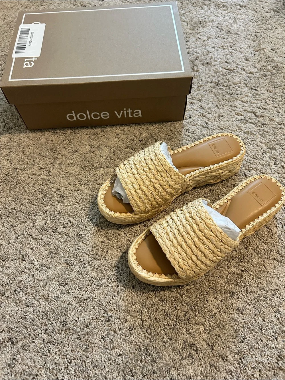 Dolce Vita Natural Braided Platform Slide Sandals